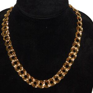 Monet Vintage Gold Tone Chunky Textured Chain Statement Necklace